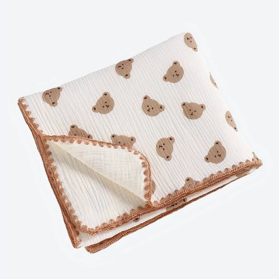Little Brown Bear Baby Blanket Soft Cozy Toddler Bedding Gift
