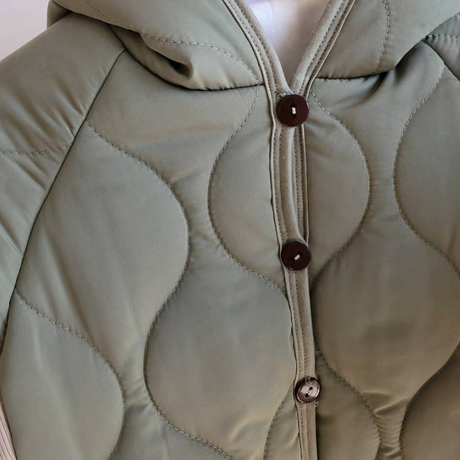 Toddler Boys Khaki Green Puffer Jacket with Pointed Hood