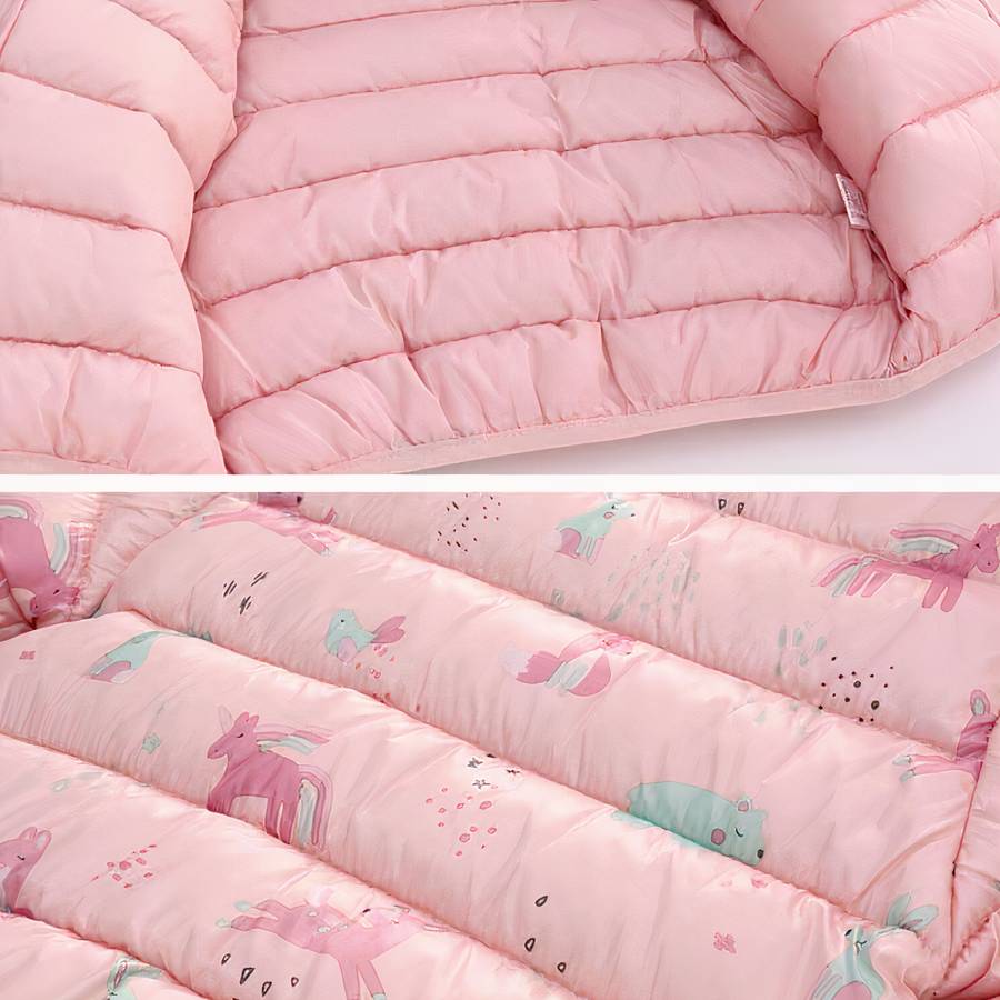 Baby Girls Pink Puffer Jacket with Hood and Cute Ear Details