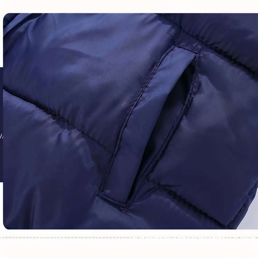 Dark Blue Baby Boys Puffer Jacket with Soft Velvet Lining Toddler Winter Coat