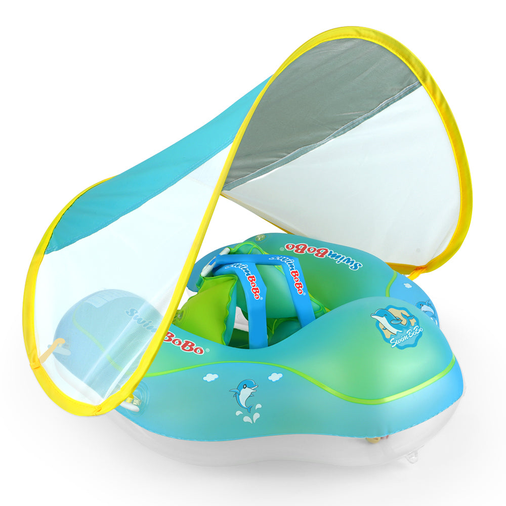 Baby Float with Sun Shield Baby Inflatable Pool Ring with Sun Protection for Infants Toddler Swim Ring