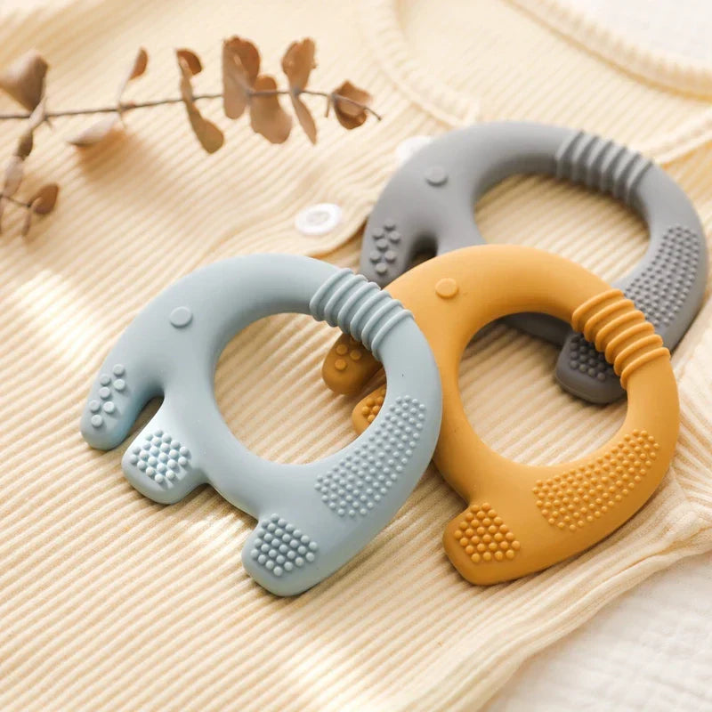 Baby Elephant Teething Ring Soft Silicone Toddler Teether Toy