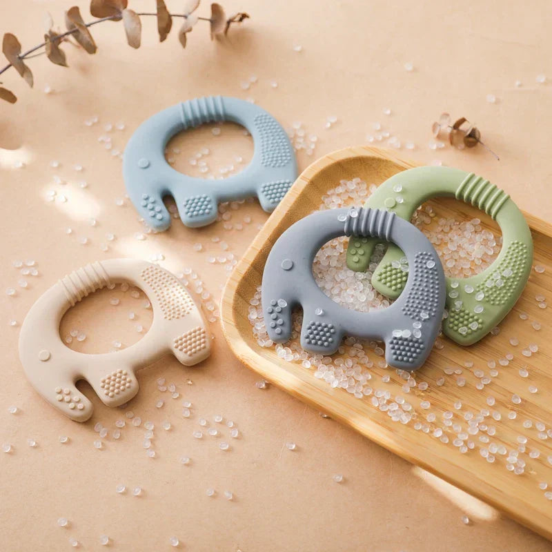 Baby Elephant Teething Ring Soft Silicone Toddler Teether Toy