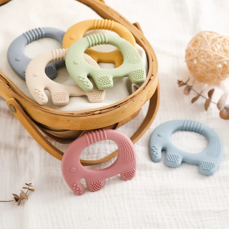 Baby Elephant Teething Ring Soft Silicone Toddler Teether Toy