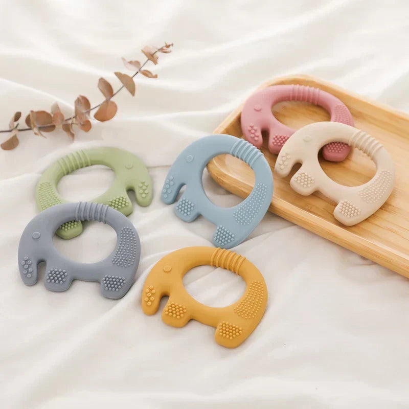 Baby Elephant Teething Ring Soft Silicone Toddler Teether Toy