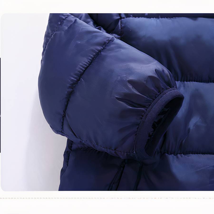 Dark Blue Baby Boys Puffer Jacket with Soft Velvet Lining Toddler Winter Coat