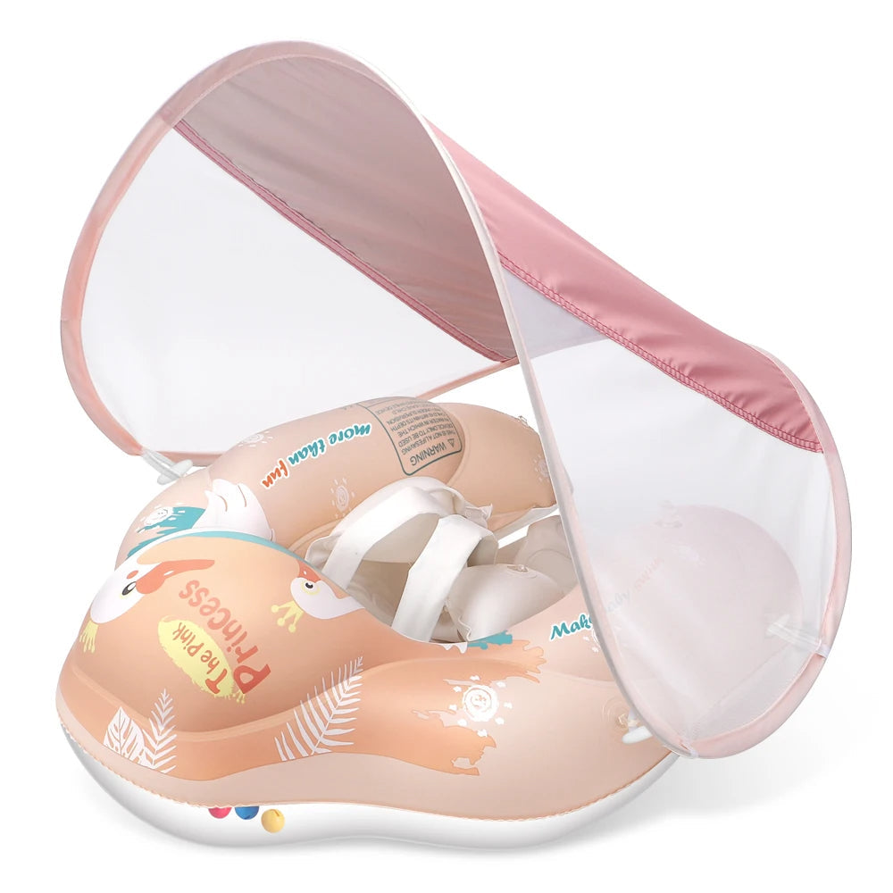 Baby Float with Sun Shield Baby Inflatable Pool Ring with Sun Protection for Infants Toddler Swim Ring