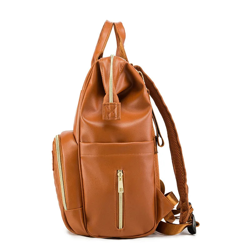 Vintage Leather Diaper Bag Crossbody Messenger Bag for Moms