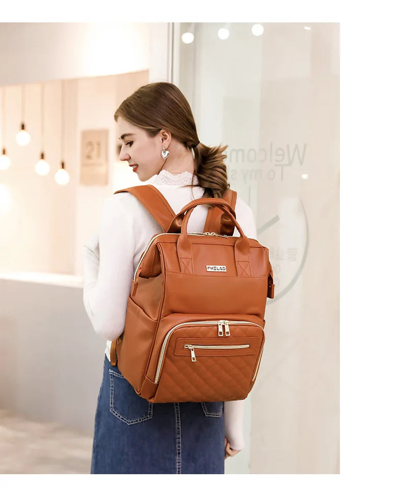 Vintage Leather Diaper Bag Crossbody Messenger Bag for Moms