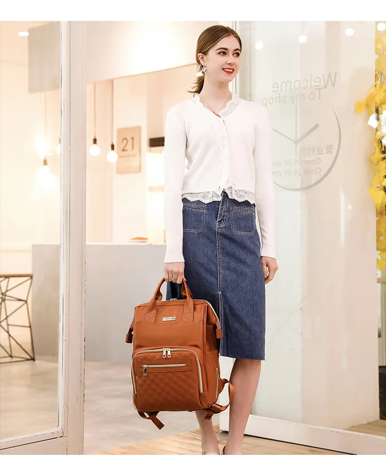 Vintage Leather Diaper Bag Crossbody Messenger Bag for Moms