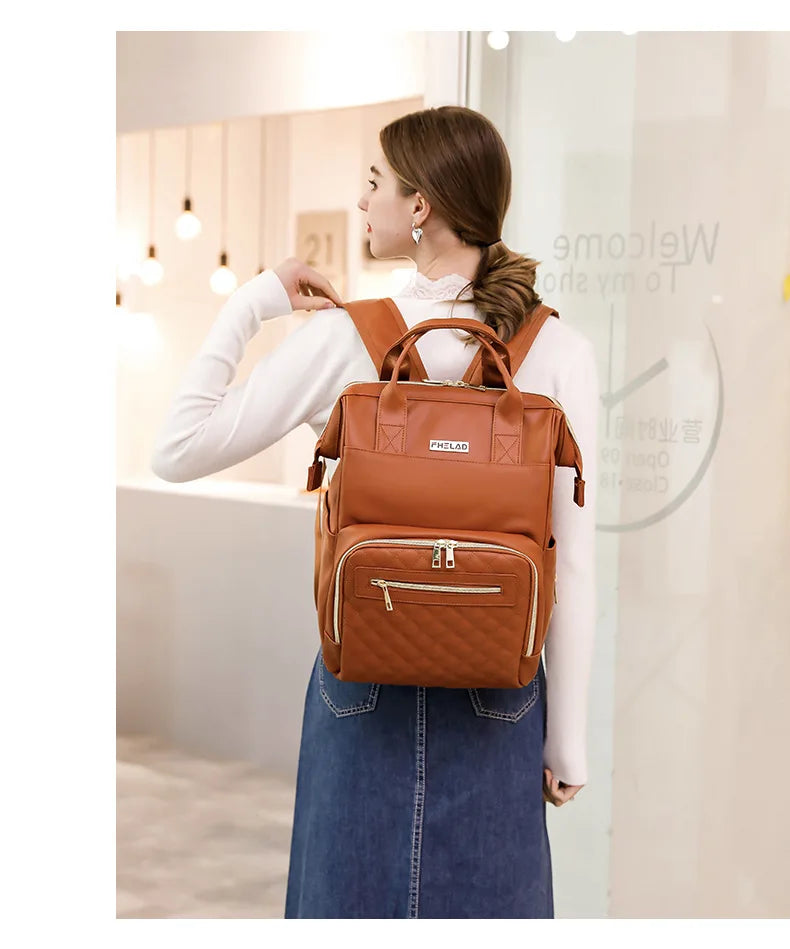 Vintage Leather Diaper Bag Crossbody Messenger Bag for Moms