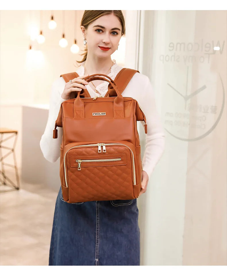 Vintage Leather Diaper Bag Crossbody Messenger Bag for Moms