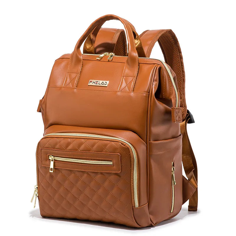 Vintage Leather Diaper Bag Crossbody Messenger Bag for Moms