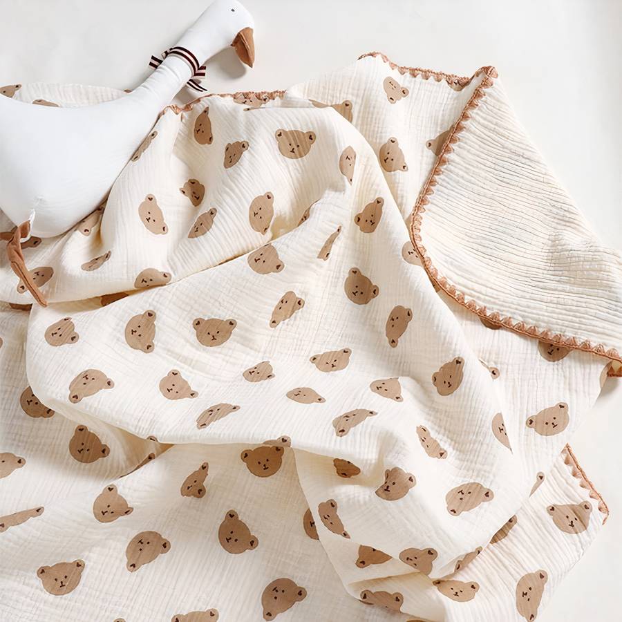 Little Brown Bear Baby Blanket Soft Cozy Toddler Bedding Gift