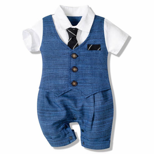 Lightweight Baby Romper Suit with Tie Infant Formal Outfit