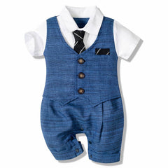 Lightweight Baby Romper Suit with Tie Infant Formal Outfit