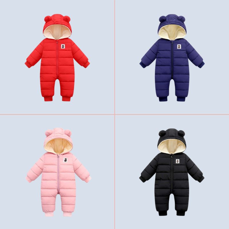 Cozy Winter Baby Romper Warm Fleece Infant Snowsuit