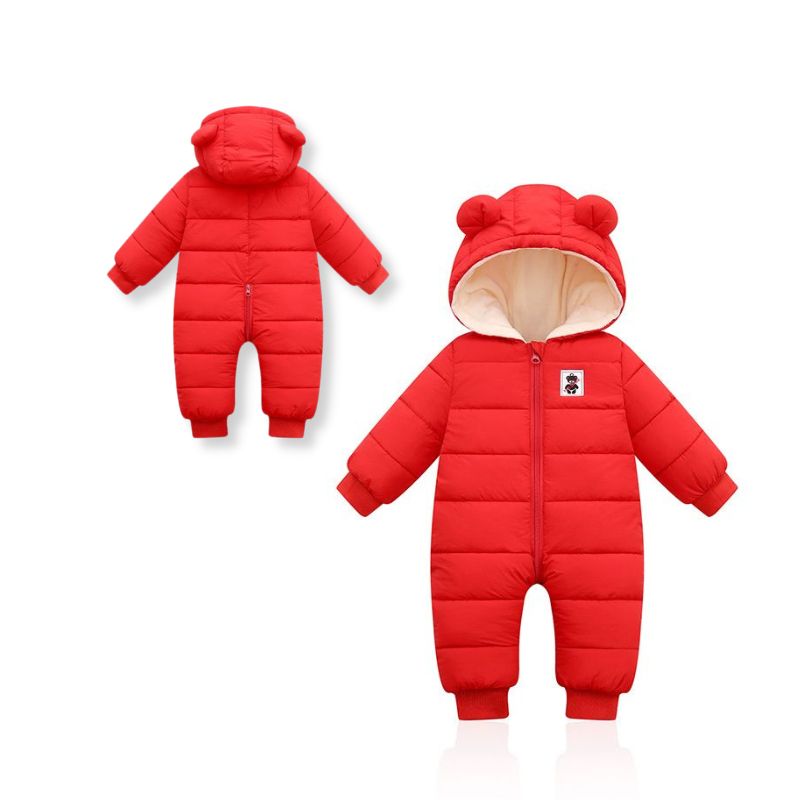Cozy Winter Baby Romper Warm Fleece Infant Snowsuit