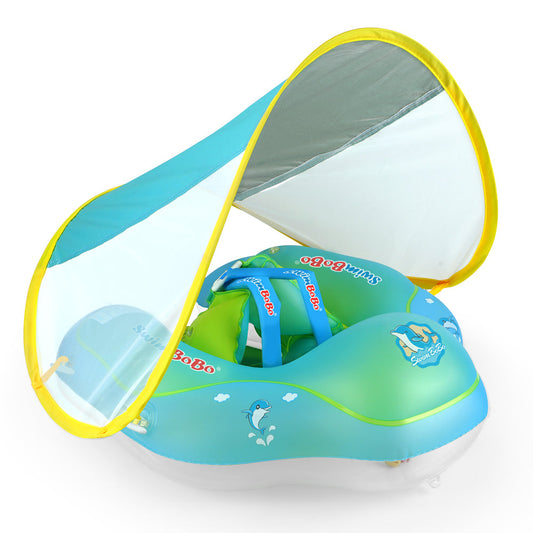 Baby Float with Sun Shield Baby Inflatable Pool Ring with Sun Protection for Infants Toddler Swim Ring