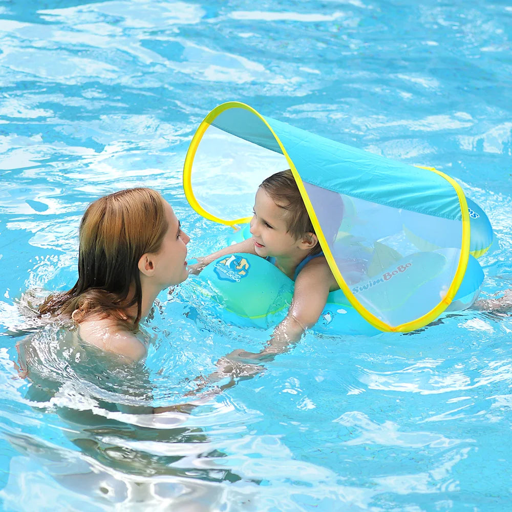 Baby Float with Sun Shield Baby Inflatable Pool Ring with Sun Protection for Infants Toddler Swim Ring