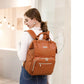 Vintage Leather Diaper Bag Crossbody Messenger Bag for Moms
