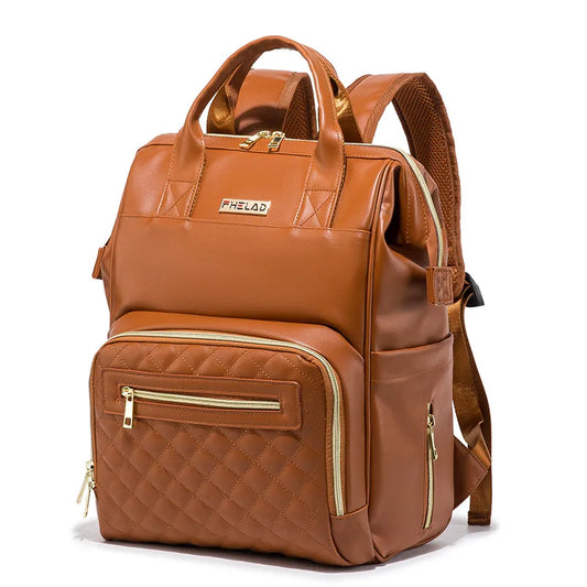 Vintage Leather Diaper Bag Crossbody Messenger Bag for Moms
